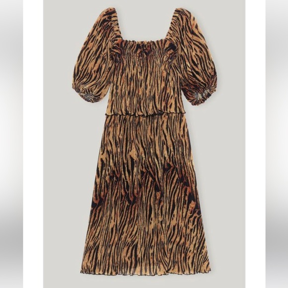 GANNI
Women's Brown Pleated Georgette Midi Dress NWT - Picture 3 of 4
